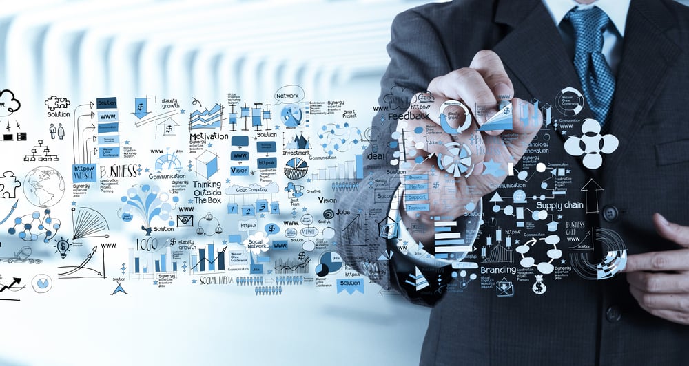 businessman hand working with new modern computer and business strategy as concept businessman hand working with new modern computer and business strategy as concept